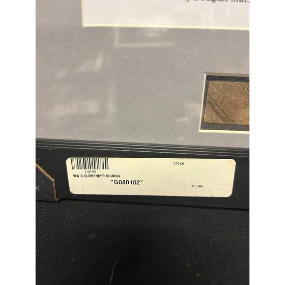 Framed WW II Surrender Signing Photo With Douglas MacArthur & Historical Wood Pi - Picture 3 of 4